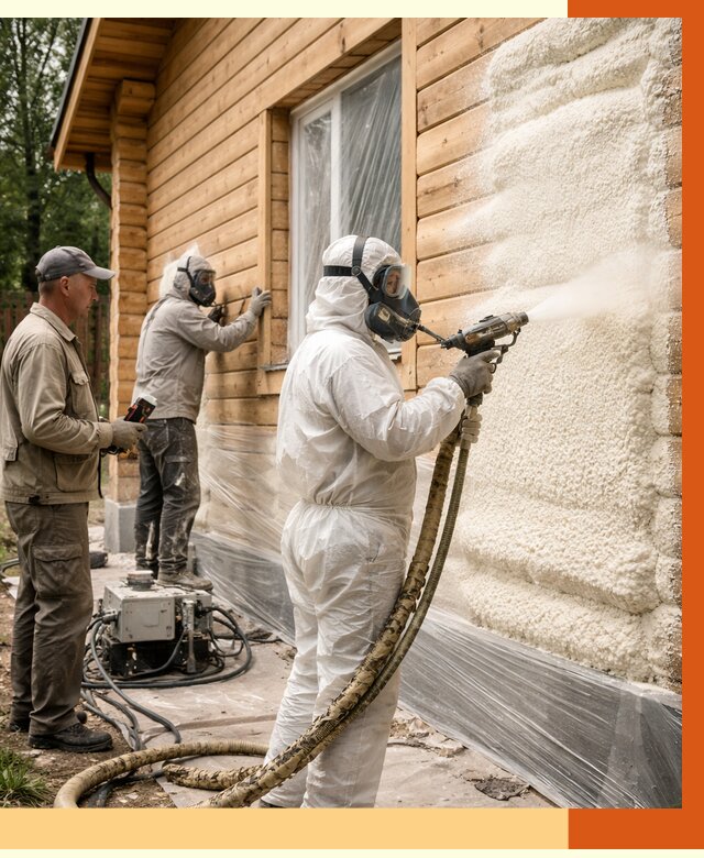 Утепление дома из бруса ППУ в Ишимбае от 3904 руб/м2 под ключ | ТепломастерШмб