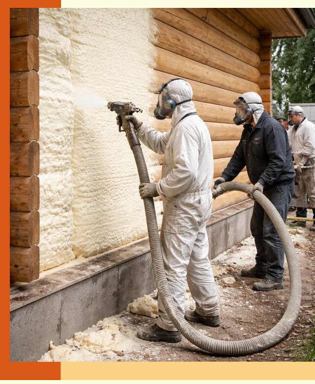 Утепление дома из бруса пенополиуретаном в Ишимбае