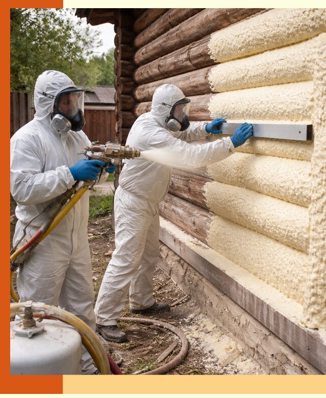 Утепление бревенчатого дома ППУ в Ишимбае эффективной изоляцией