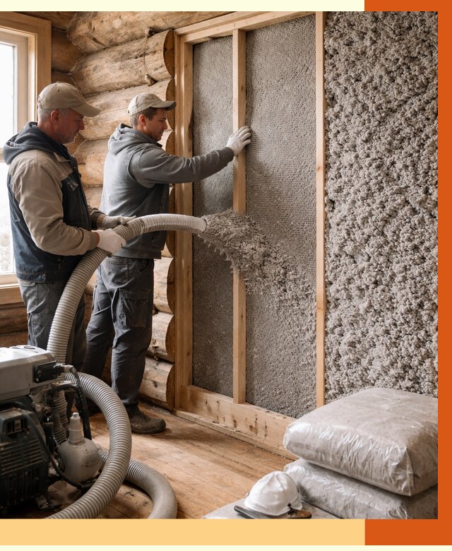 Утепление бревенчатого дома эковатой в Ишимбае от 2789 руб. | ТепломастерШмб