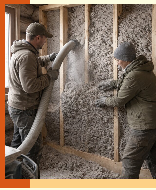 Утепление бревенчатого дома эковатой в Ишимбае