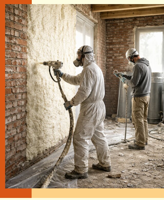 Утепление кирпичного дома пенополиуретаном в Ишимбае