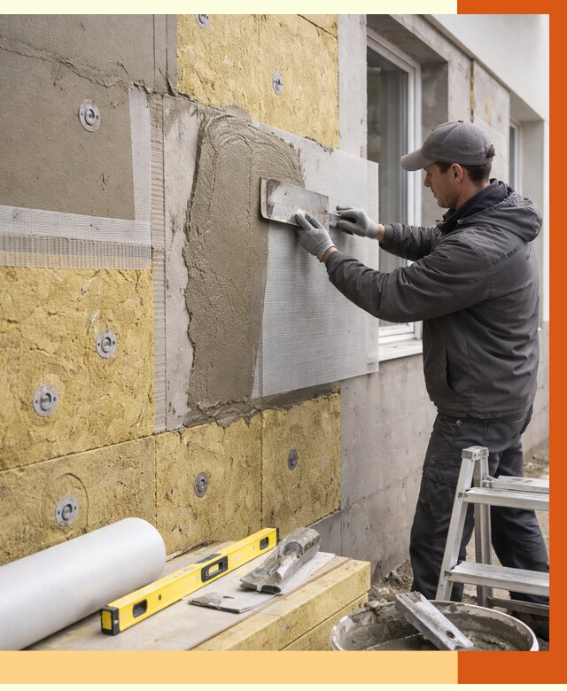 Утепление фасада под штукатурку в Ишимбае от 4259 руб/м2 — монтаж пенопластом и минватой | ТепломастерШмб