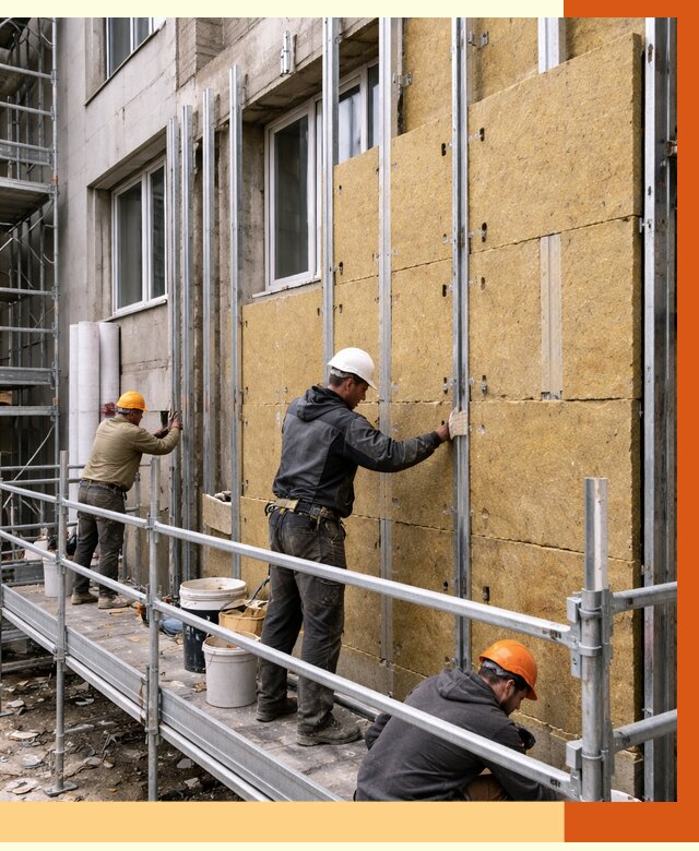 Утепление вентилируемого фасада в Ишимбае от 5679 руб/м2 — монтаж и утепление вентфасад | ТепломастерШмб