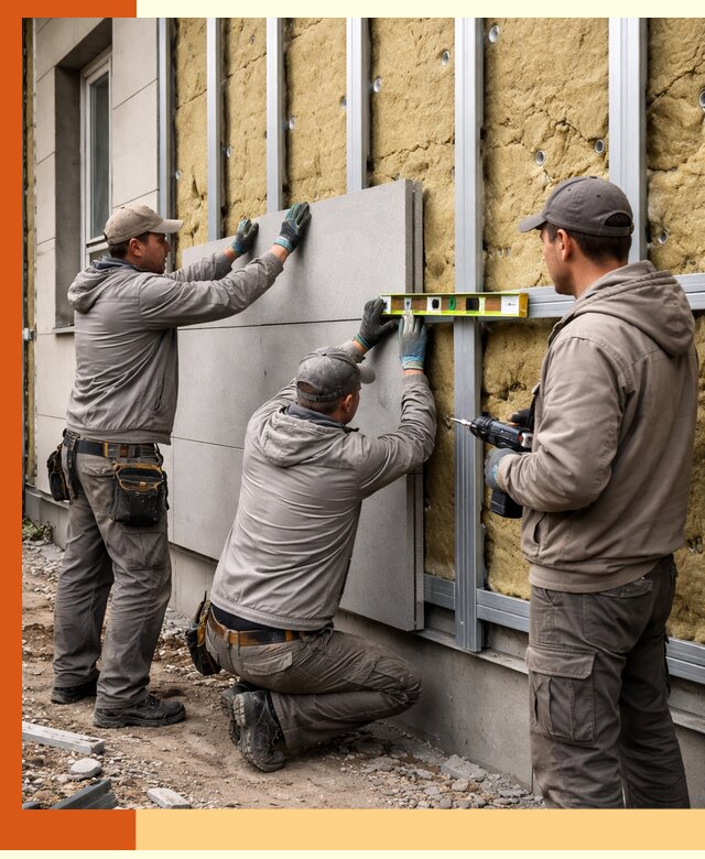 Утепление вентилируемого фасада под ключ в Ишимбае