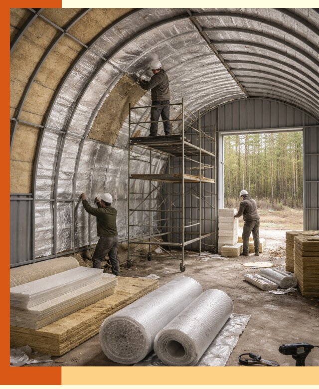 Утепление арочного ангара под ключ в Ишимбае