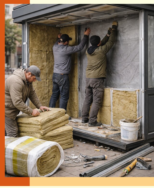 Утепление павильона шаурмы под ключ в Ишимбае