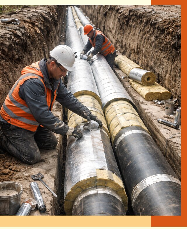 Утепление теплотрассы в Ишимбае от 4563 руб./м2 — ппу и комплексная изоляция | ТепломастерШмб