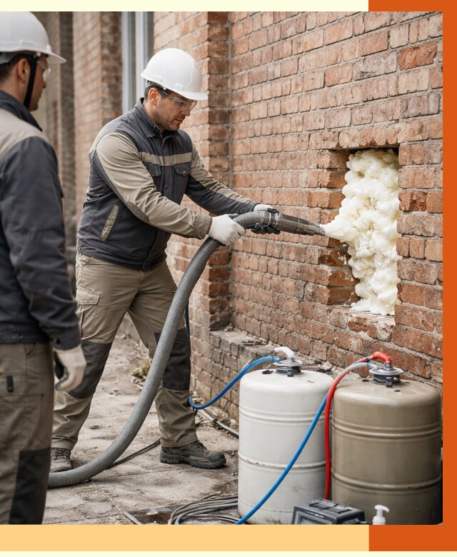 Заливка ППУ в пустоты кирпичной стены в Ишимбае от 2789 руб. | ТепломастерШмб