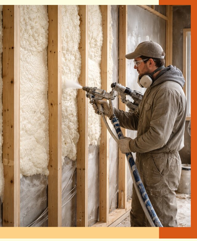 Утепление каркасной стены ППУ в Ишимбае от 4310 руб./м2 под ключ | ТепломастерШмб