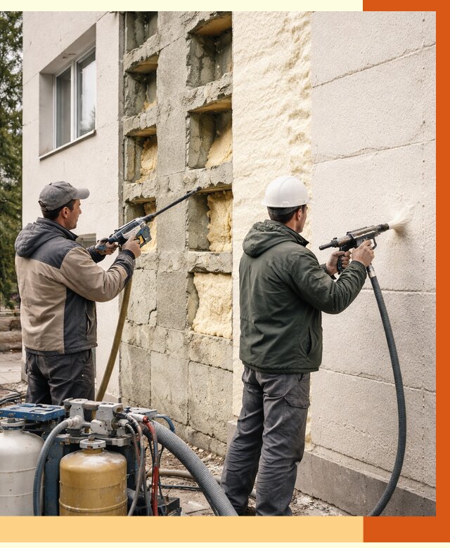 Заполнение пустот фасада в Ишимбае от 4563 руб. — утепление пустот облицовки | ТепломастерШмб