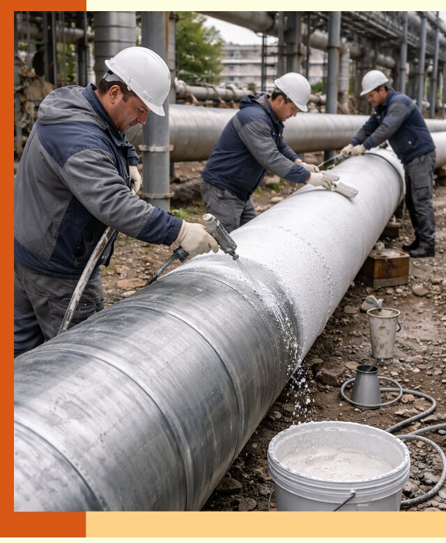 Утепление теплотрассы жидкой теплоизоляцией в Ишимбае