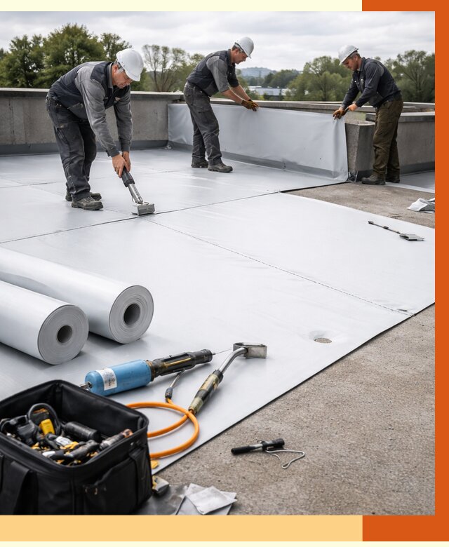 Гидроизоляция мембранной кровли в Ишимбае от 7606 руб./м² — профессионально | ТепломастерШмб