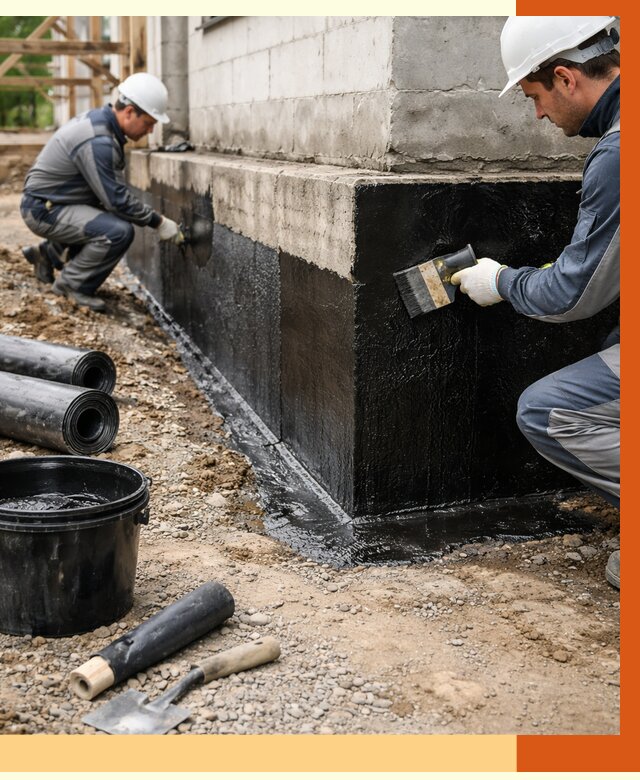 Гидроизоляция фундамента в Ишимбае от 1268 руб. — профессионально, под ключ | ТепломастерШмб