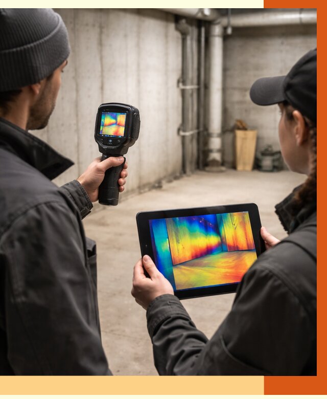 Тепловизионное обследование подвала в Ишимбае от 4563 руб. — проверка гидроизоляции | ТепломастерШмб