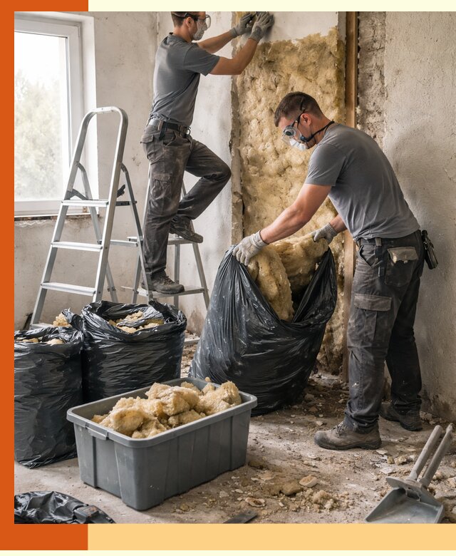 Демонтаж старого утеплителя и вывоз отходов в Ишимбае