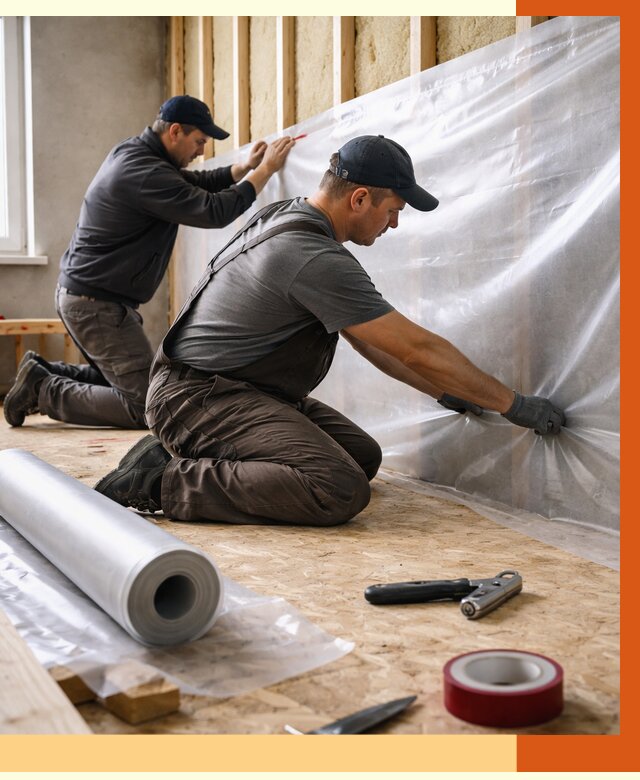 Монтаж пароизоляции в Ишимбае от 2535 руб. — установка и укладка под ключ | ТепломастерШмб